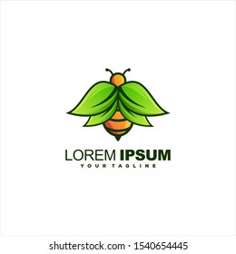 awesome bee leaf logo design