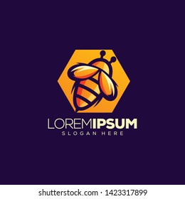 awesome bee logo design vector illustration