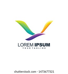 awesome bird gradient logo design