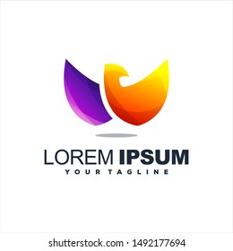 awesome bird gradient logo design