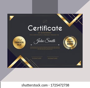 Awesome Black and Gold certificate of achievement template