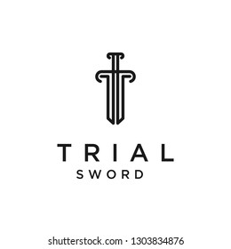 Awesome Black Sword Our Combination Letter T Alphabet Concept Badge Logo Design Vector