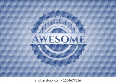 Awesome blue badge with geometric pattern.