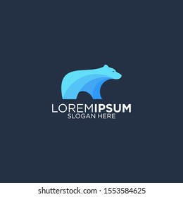 Awesome blue bear logo design vector