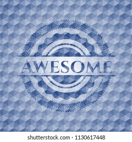 Awesome blue emblem with geometric pattern background.