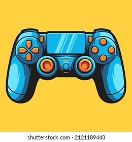 Awesome Blue Game Controller Vector Illustration on Isolated Background
