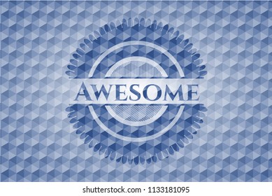 Awesome blue polygonal badge.