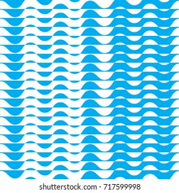 Awesome blue wavy design. Seamless abstract vector pattern