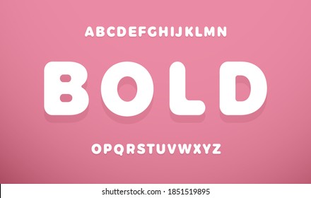 Awesome Bold Alphabet. Round White Stunning Font, Minimalist Type For Modern Kid Logo, Softed Headline, Rounded Monogram, Obese Lettering And Typography. Plump Bold Letters, Vector Typographic Design