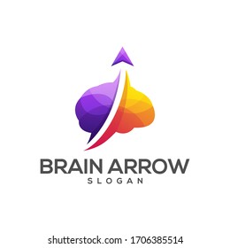 awesome brain arrow color logo