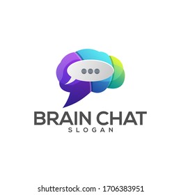 awesome brain chat color logo