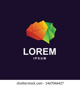 Awesome Brain technology logo premium