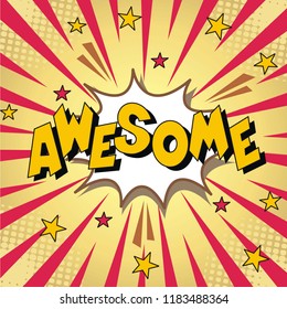 Awesome bubble speech explossion with sunburst retro style