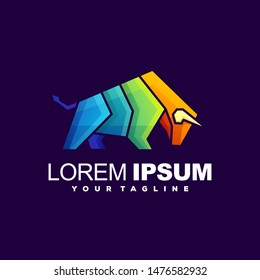 awesome bull gradient logo design