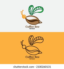 Awesome business logo coffee shop animal bee monoline concept branding sign, identity and label cafe