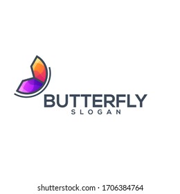 awesome butterfly color logo vector