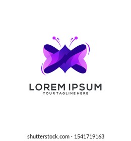 awesome butterfly logo design vector abstract