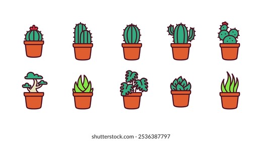 Awesome Cactus Plant Design Icon Set