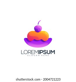 awesome cake birthday logo design vector premium