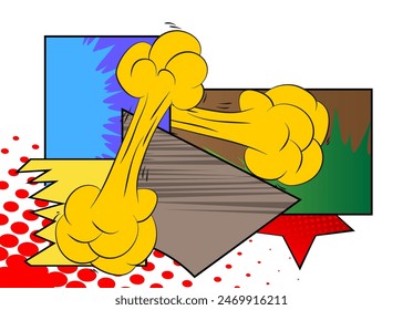 Awesome Cartoon Abstract Background, comic book page layout backdrop. Retro vector comics pop art design illustration.