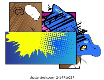 Awesome Cartoon Abstract Background, comic book page layout backdrop. Retro vector comics pop art design illustration.