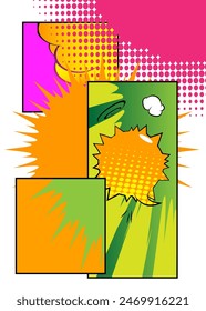 Awesome Cartoon Abstract Background, comic book page layout backdrop. Retro vector comics pop art design illustration.