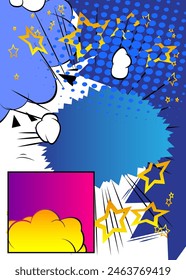 Awesome Cartoon Background, comic book abstract page layout backdrop. Retro vector comics pop art design illustration.
