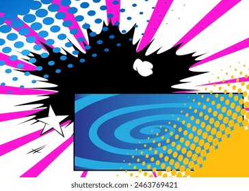 Awesome Cartoon Background, comic book abstract page layout backdrop. Retro vector comics pop art design illustration.