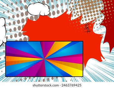 Awesome Cartoon Background, comic book abstract page layout backdrop. Retro vector comics pop art design illustration.