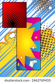 Fondo de dibujos animados impresionante, fondo de diseño de página abstracto de cómic. Ilustración de diseño de arte pop de cómics de Vector retro.
