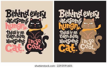 Awesome Cat, Cat Lover, Funny Cat, Vector Illustration