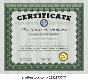 Awesome Certificate template.  Elegant design.  With quality background.  Detailed.  Green color.
