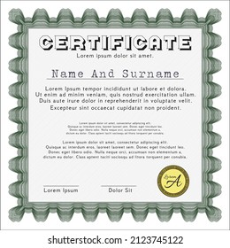 Awesome Certificate template.  Modern design.  With linear background.  Detailed.  Green color.