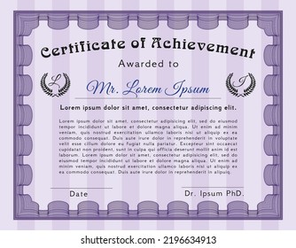 Awesome Certificate template.  Modern design.  With complex linear background.  Customizable, Easy to edit and change colors.  Violet color.