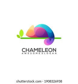 Awesome Chameleon Logo Colorful Gradient Vector Design Template