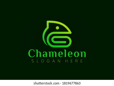 Awesome Chameleon Logo Design Vector Illustration Template