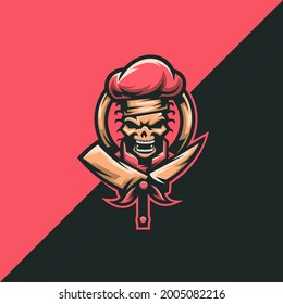 awesome chef e-sport logo design vector