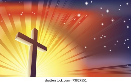 An awesome Christian cross bathed in light