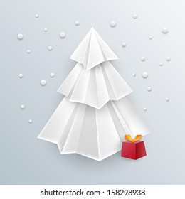 awesome christmas background - 3d christmas paper tree