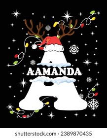 Awesome Christmas girl name t-shirt design
