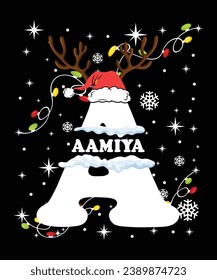 Awesome Christmas girl name t-shirt design