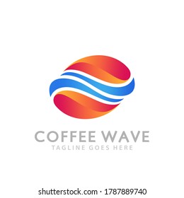 Awesome Coffee Wave Logos Design Vector Illustration Template