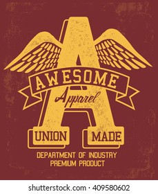 Awesome college vector label and print design for t shirt