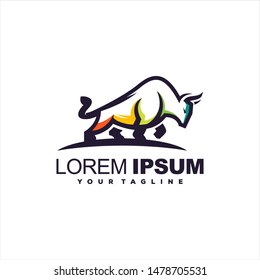 awesome color bull logo design
