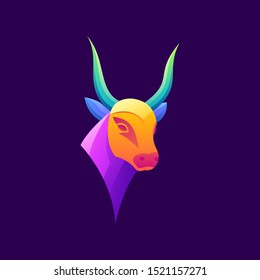 awesome colorful bull design vector