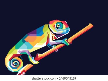 Awesome Colorful Chameleon Design Vector