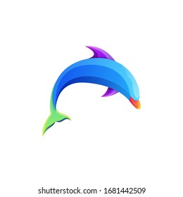 awesome colorful dolphin fish gradient logo