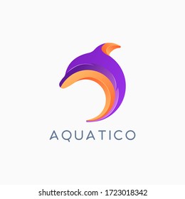 awesome colorful dolphin fish gradient logo