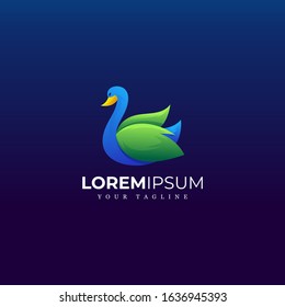 AWESOME COLORFUL DUCK LOGO VECTR PREMIUM