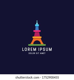 Awesome colorful eiffel tower logo icon design template